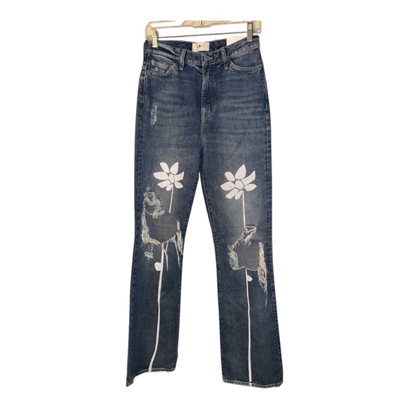 NWT 7 For All Mankind Teaparty Floral Jeans 26 Easy Boot